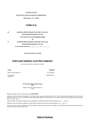 Thumbnail Portland General Electric
 10-Q Quarterly Report FY 
