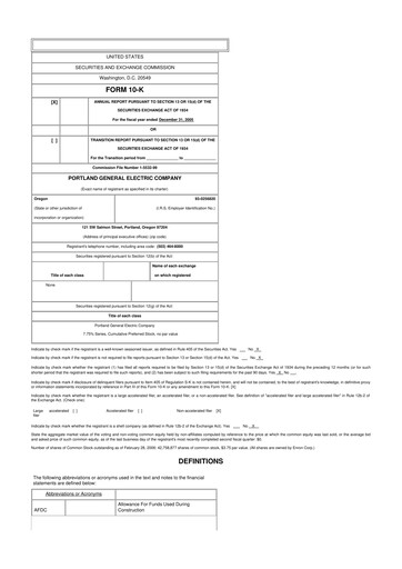 Thumbnail Portland General Electric
 10-K Annual Report 