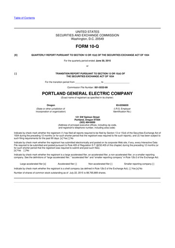 Miniature Portland General Electric
 10-Q Rapport trimestriel 2015 
