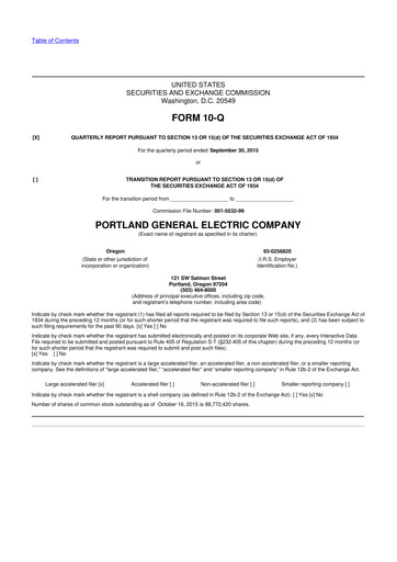 Miniature Portland General Electric
 10-Q Rapport trimestriel 2015 