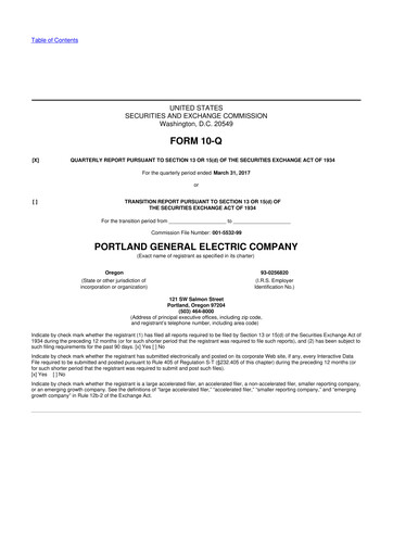 Miniature Portland General Electric
 10-Q Rapport trimestriel 2017 