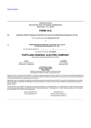 Miniature Portland General Electric
 10-Q Rapport trimestriel 2018 