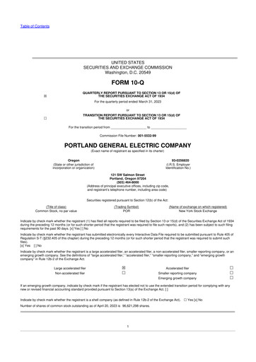 Miniature Portland General Electric
 10-Q Rapport trimestriel 2023 