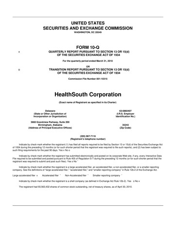Thumbnail Encompass Health
 10-Q Quarterly Report FY 