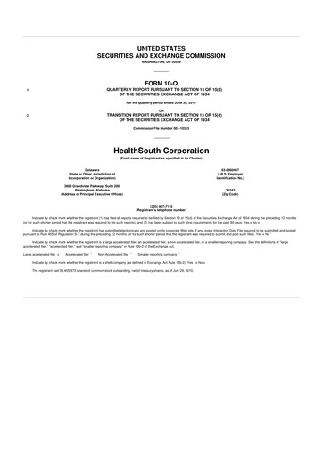 Thumbnail Encompass Health
 10-Q Quarterly Report FY2010 