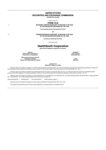 Thumbnail Encompass Health
 10-Q Quarterly Report FY2010 