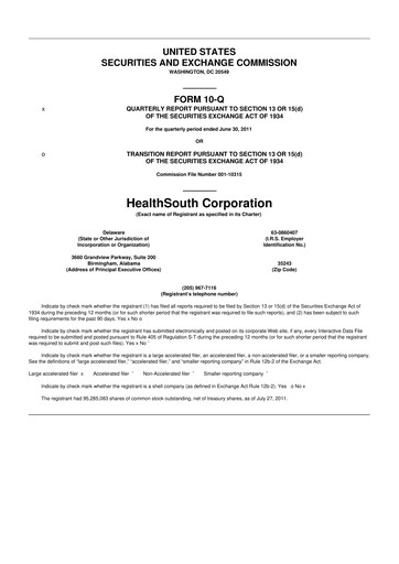 Thumbnail Encompass Health
 10-Q Quarterly Report FY2011 