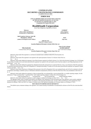 Miniature Encompass Health
 10-K Rapport annuel 2011