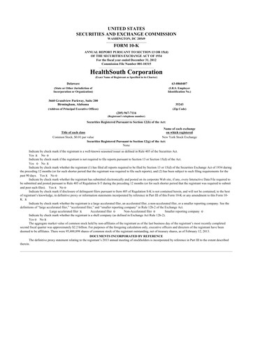 Miniature Encompass Health
 10-K Rapport annuel 2012