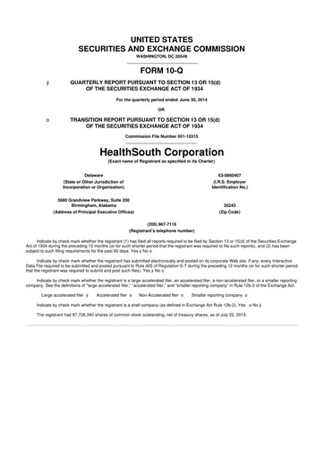 Thumbnail Encompass Health
 10-Q Quarterly Report FY2014 