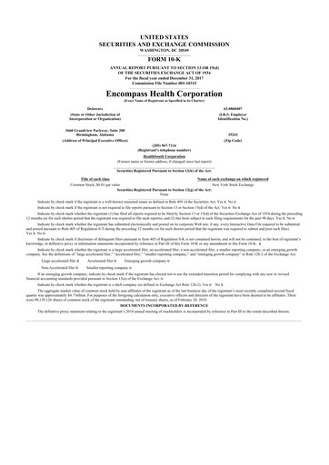 Miniature Encompass Health
 10-K Rapport annuel 2017