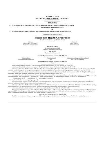 Miniature Encompass Health
 10-K Rapport annuel 2021