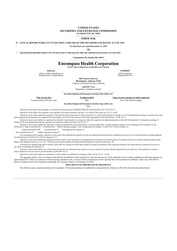 Miniature Encompass Health
 10-K Rapport annuel 2023