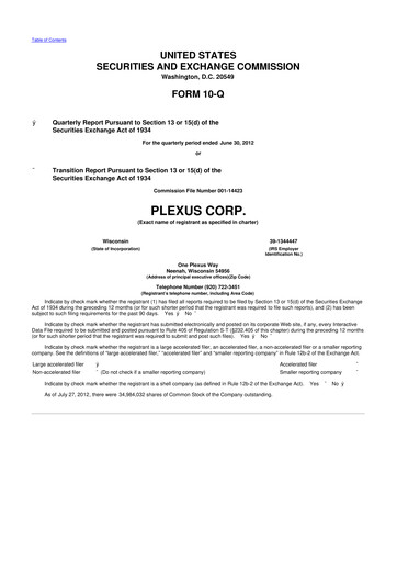 Thumbnail Plexus 10-Q Quarterly Report FY2012 