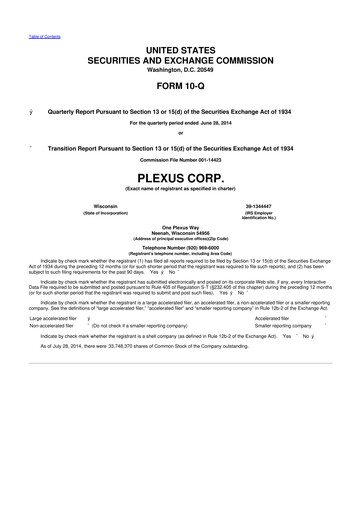 Thumbnail Plexus 10-Q Quarterly Report FY2014 
