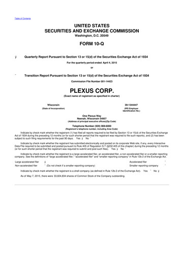 Thumbnail Plexus 10-Q Quarterly Report FY2015 