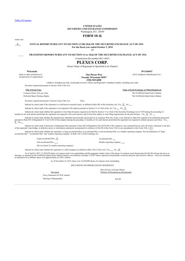 Thumbnail Plexus 10-K Annual Report 2015