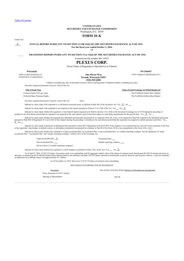 Thumbnail Plexus 10-K Annual Report 2016