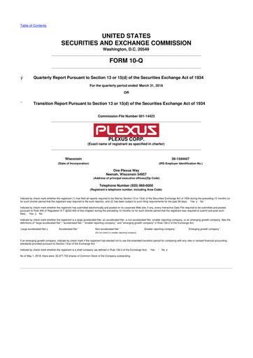 Thumbnail Plexus 10-Q Quarterly Report FY2018 