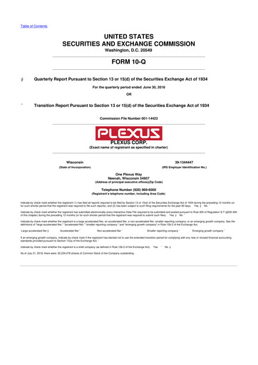 Thumbnail Plexus 10-Q Quarterly Report FY2018 