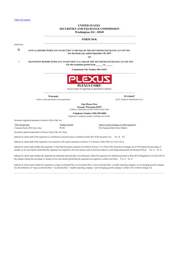 Thumbnail Plexus 10-K Annual Report 2019