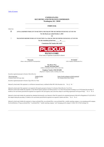 Thumbnail Plexus 10-K Annual Report 2021