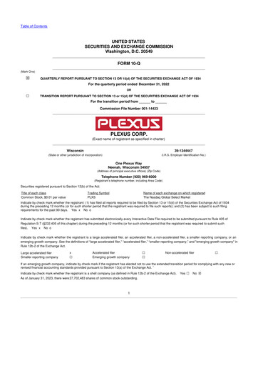 Thumbnail Plexus 10-Q Quarterly Report FY2023 