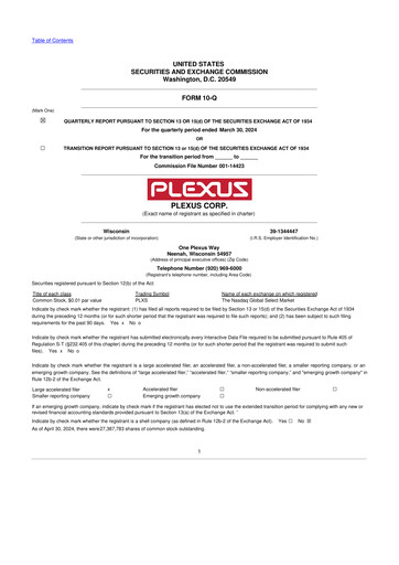 Thumbnail Plexus 10-Q Quarterly Report FY2024 