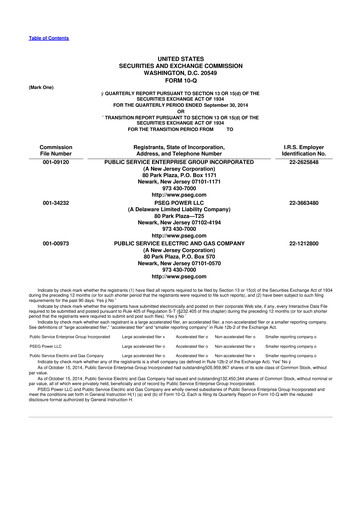 Miniature PSEG 10-Q Rapport trimestriel  