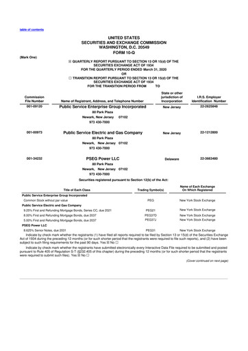 Miniature PSEG 10-Q Rapport trimestriel  