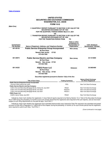 Miniature PSEG 10-Q Rapport trimestriel  