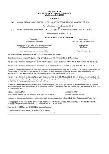 Thumbnail Hallador Energy Company
 10-K Annual Report 