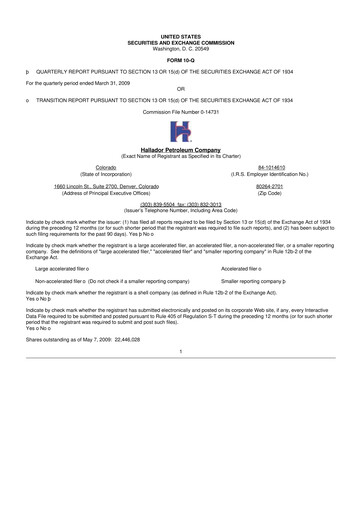 Vorschaubild Hallador Energy Company
 10-Q Quartalsbericht  