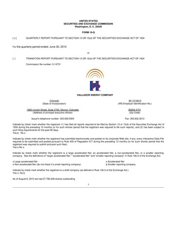 Thumbnail Hallador Energy Company
 10-Q Quarterly Report FY 