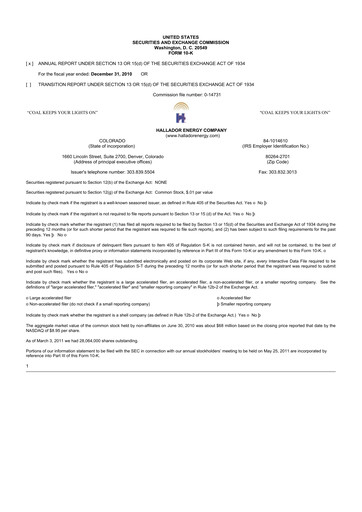 Thumbnail Hallador Energy Company
 10-K Annual Report 