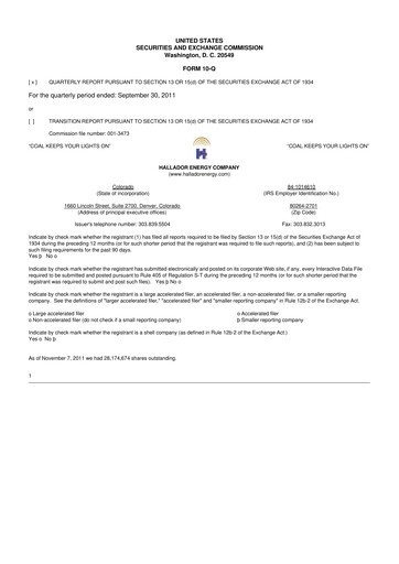 Vorschaubild Hallador Energy Company
 10-Q Quartalsbericht  