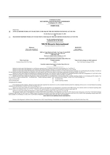 Thumbnail MGM Resorts

 10-K Annual Report 2021