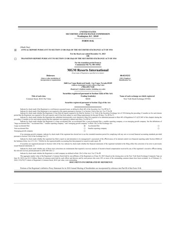 Thumbnail MGM Resorts

 10-K Annual Report 2023