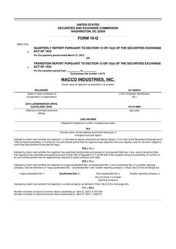 Thumbnail NACCO Industries
 10-Q Quarterly Report FY2012 