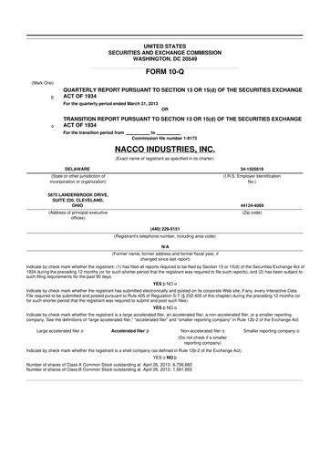 Thumbnail NACCO Industries
 10-Q Quarterly Report FY2013 
