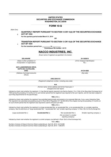 Thumbnail NACCO Industries
 10-Q Quarterly Report FY2014 