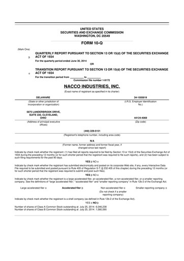 Thumbnail NACCO Industries
 10-Q Quarterly Report FY2014 