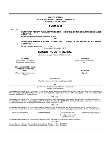 Thumbnail NACCO Industries
 10-Q Quarterly Report FY2014 