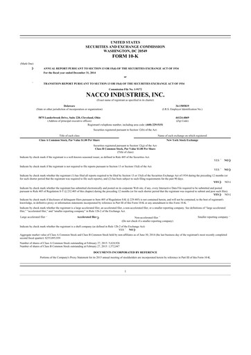 Thumbnail NACCO Industries
 10-K Annual Report 2014