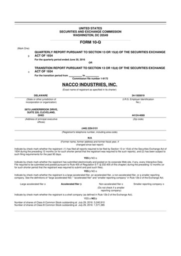 Thumbnail NACCO Industries
 10-Q Quarterly Report FY2016 