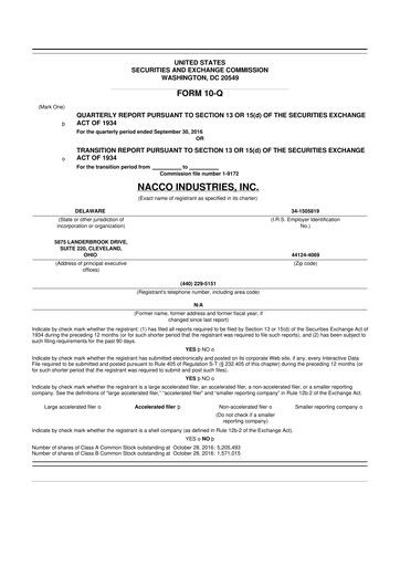 Thumbnail NACCO Industries
 10-Q Quarterly Report FY2016 