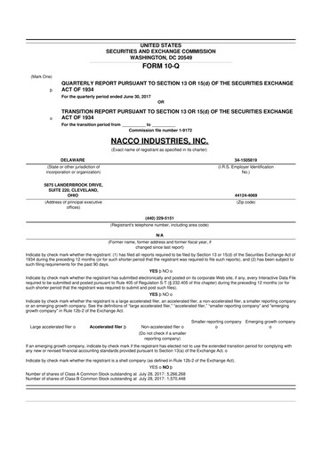 Thumbnail NACCO Industries
 10-Q Quarterly Report FY2017 