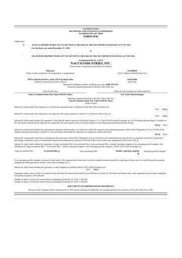 Thumbnail NACCO Industries
 10-K Annual Report 2018