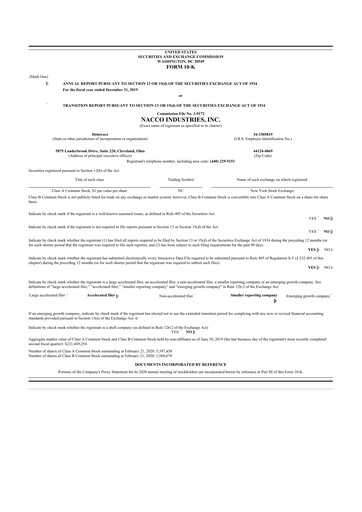 Thumbnail NACCO Industries
 10-K Annual Report 2019