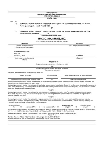 Thumbnail NACCO Industries
 10-Q Quarterly Report FY2020 